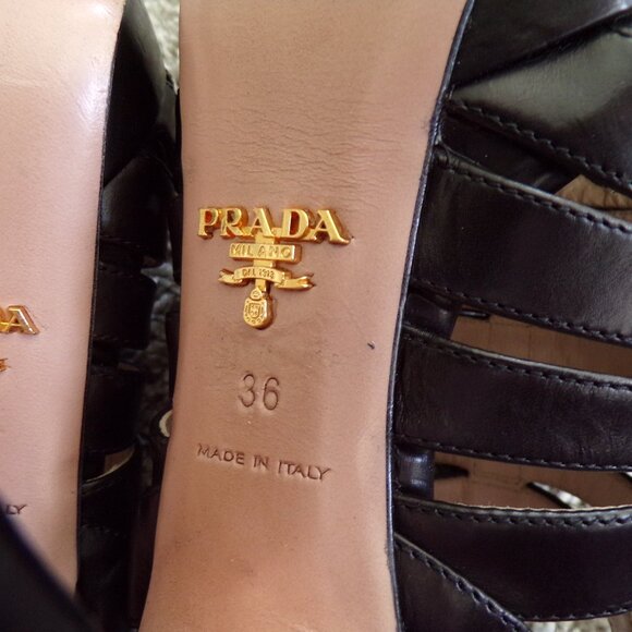 Prada black leather heels 36 - Picture 6 of 9